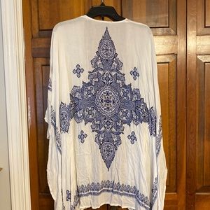 White and blue cardigan